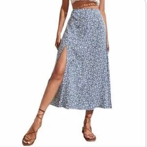 Floral Blue Maxi Skirt